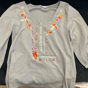 Miss look quarter length sleeves gray shirt